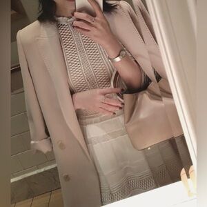Double Breasted Blazer in Nude Colour